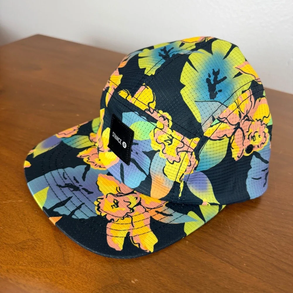 Stance Kinetic 5 Panel Hat Mens Multicolor Floral Ripstop Adjustable Cap